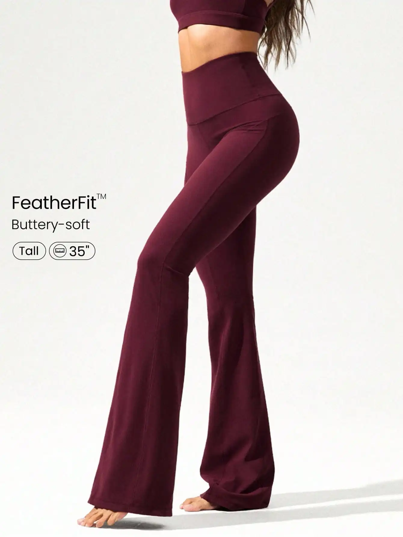 

FeatherFit Buttery-Soft 35 Inch Flare Leggings High Waist Yoga Pilates Studio Casual