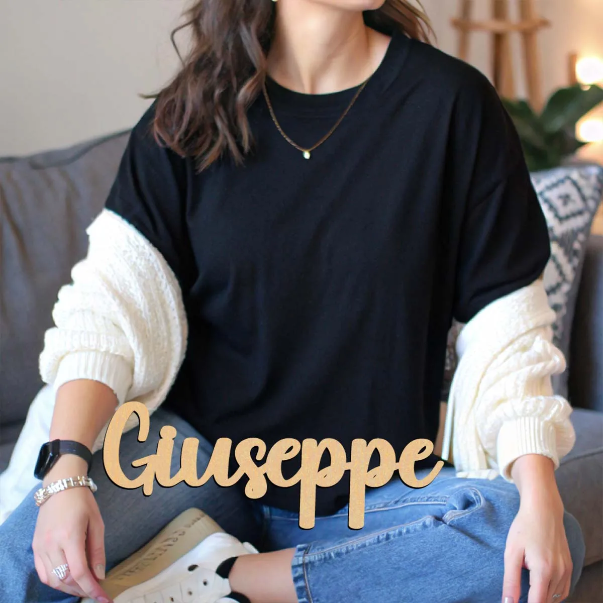1pc Diy Giuseppe example Custom Name Laser-Cut Sign Wooden Plaque Wooden Decor Vertical Orientation Door Hanging Decor