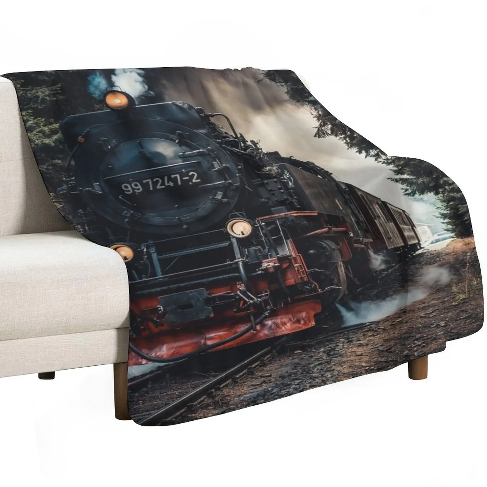 Locomotive Throw Blanket Shaggy Soft Beds anime Plaid on the sofa Bed Fashionable for babies Blankets