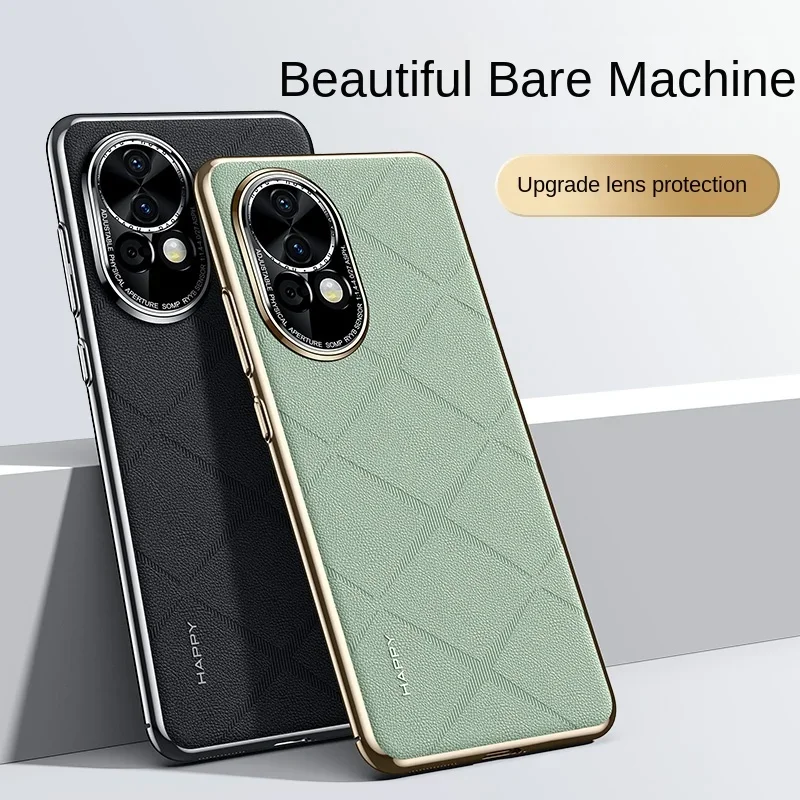 

Luxury Shockproof Leather Plating Phone Case Shell For Huawei Nova 11 12S 13 14 Pro Retro Lens Protection Bumper Back Cover