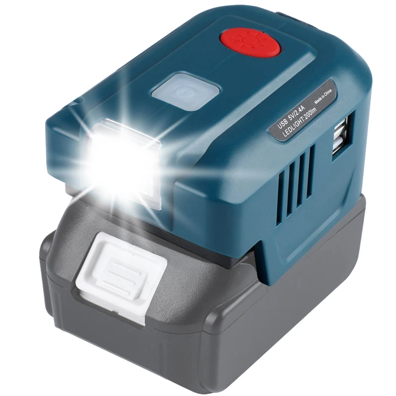 Inversor portátil de alimentação, bateria de lítio com saída AC e USB duplo, 200LM LED Light, Makita 18V, 150W, 220V