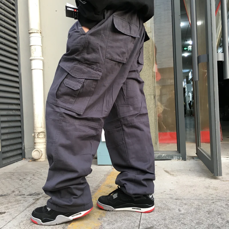 150kg Plus Size Fat Men's Work Cargo Pants Male Loose Multi-pocket Casual Straight Sports Trousers Outdoor Tactical Baggy Pants