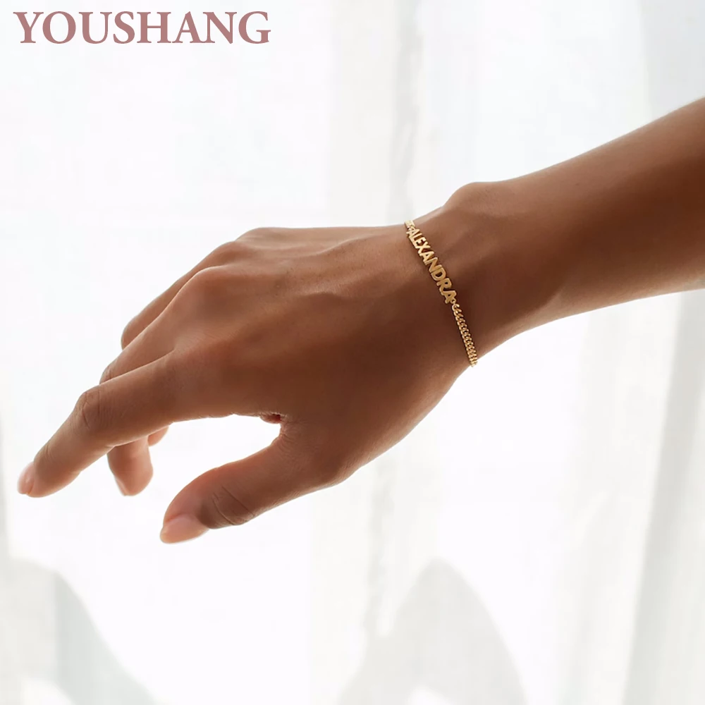 Customizable Ladies Name Bracelet Personalized Stainless Steel Pendant DIY Adjustable Bracelet Jewelry Gift for Couples