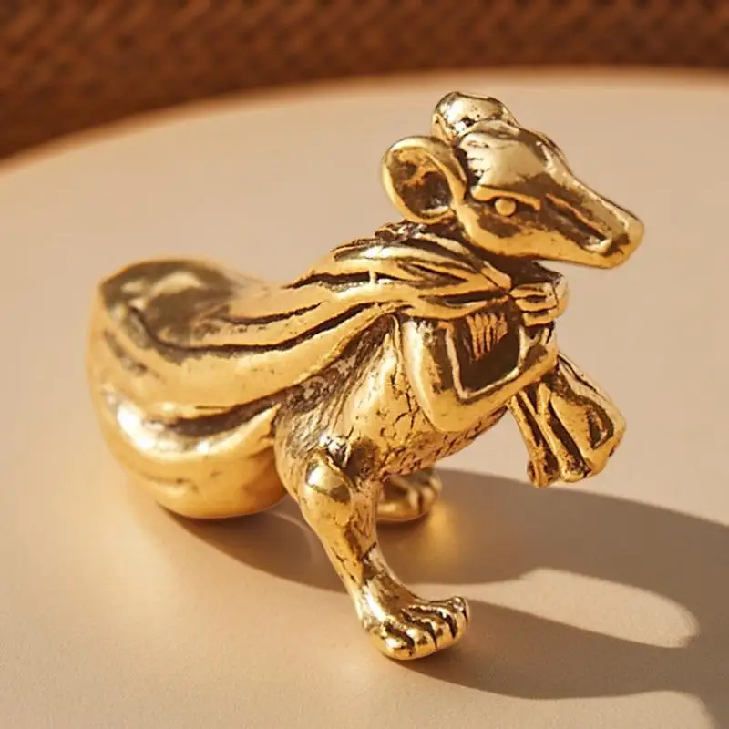 Gold Kangaroo Ornament Twelve Zodiac Rat Brass Craft Tea Pet Home Chinese Style Solid Decoration Small Ornament