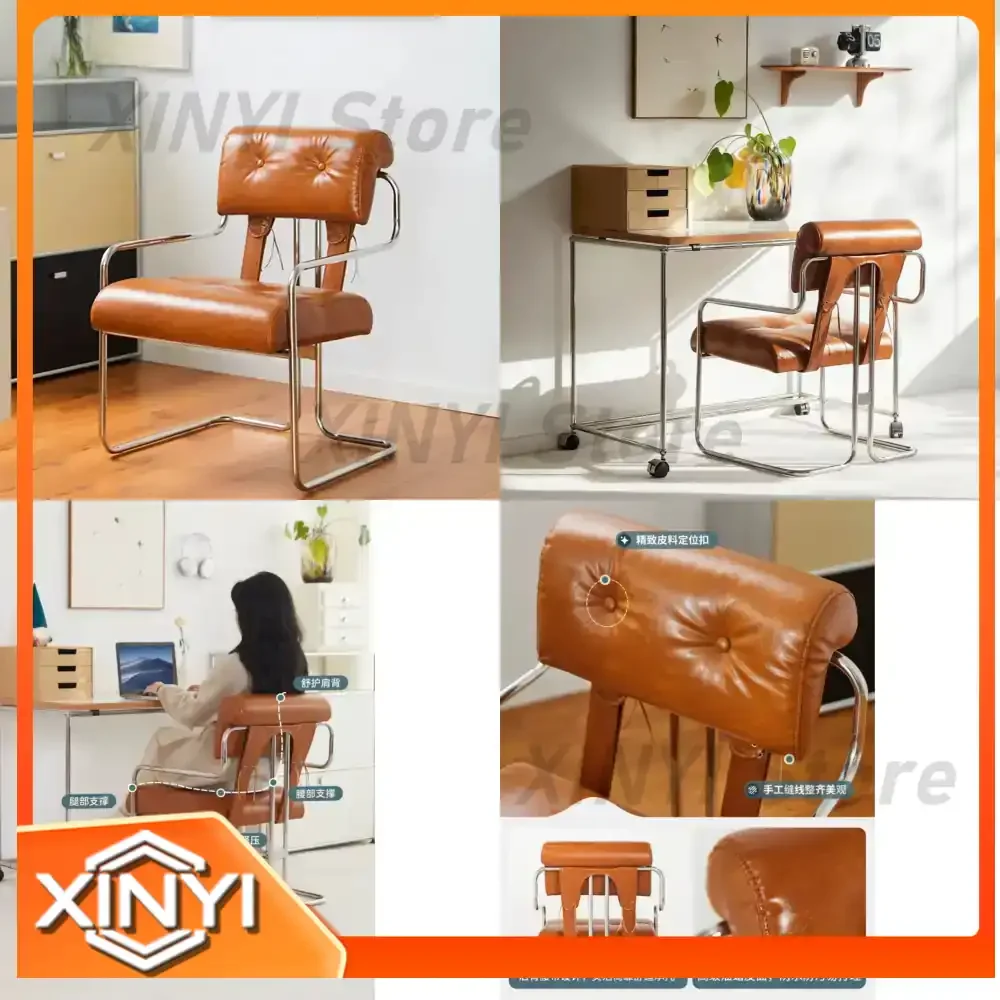 for Living Room Chairs Backrests Leisure Armchairs Stainless Steel Bauhaus Dining Chairs Book Tables and Chairs Design