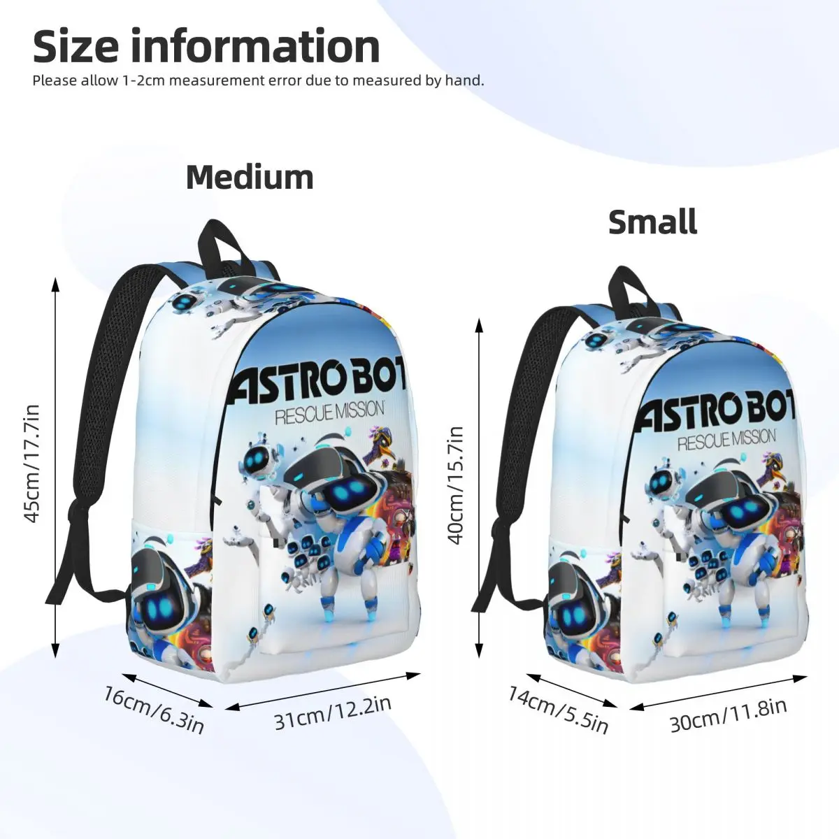 Gra Astrobots dla nastolatków Student School Book Bags Canvas Daypack Elementary High College Sports