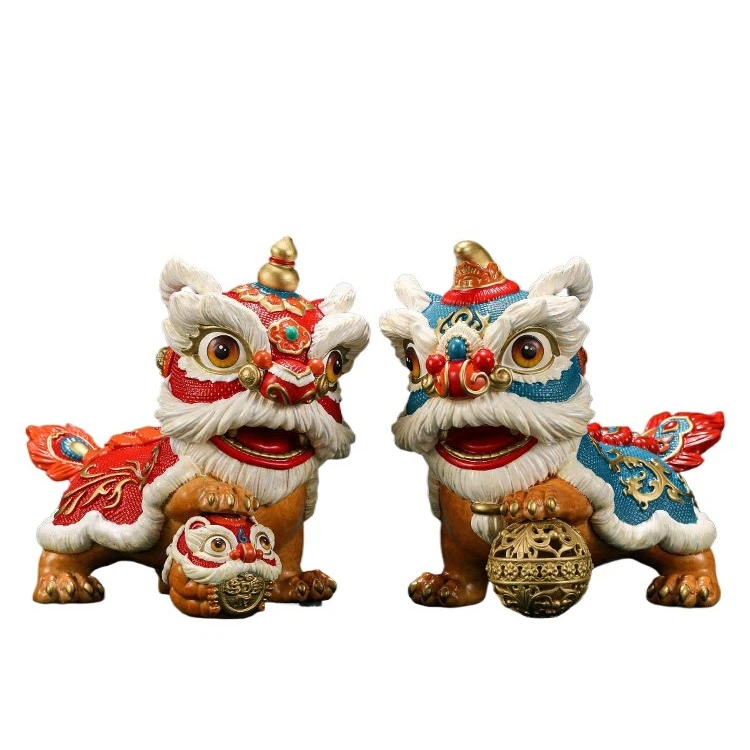Brass lion dance ornament, lion dance home entrance decoration, New Year's wedding housewarming opening gift