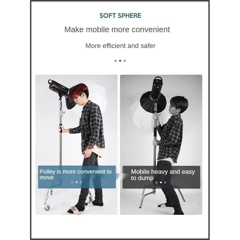 3 Pcs/Lot 3 Inch Photography Lamp Frame Universal Caster C-frame Studio Sleeve With Brake Stainless Steel Wheel