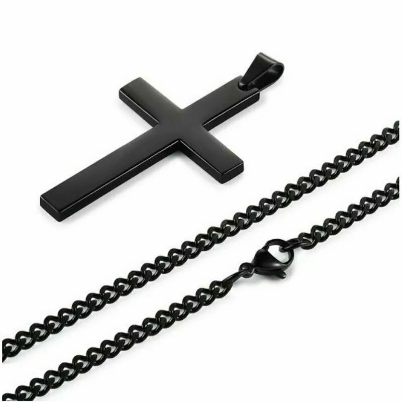 Collar con colgante de cruz de acero inoxidable a la moda, cadena de eslabones para hombres y mujeres, regalo de joyería Punk Hip-Hop para niño y niña guapo