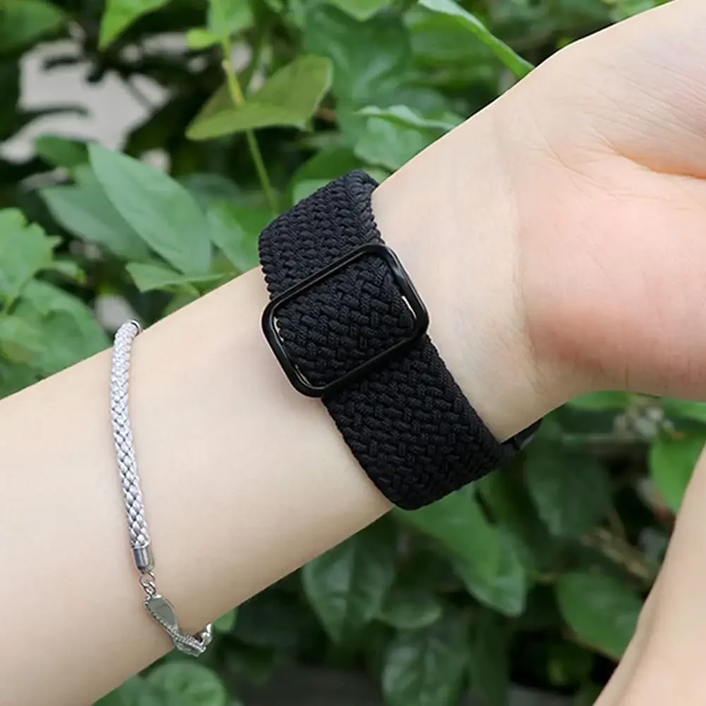 Nylon Braided Solo Loop For Apple Watch Ultra2 10 9 8 7 6 5 4 SE 49mm 46mm 45mm 41mm 44mm Adjustable Elastic Strap iWatch 3 Band