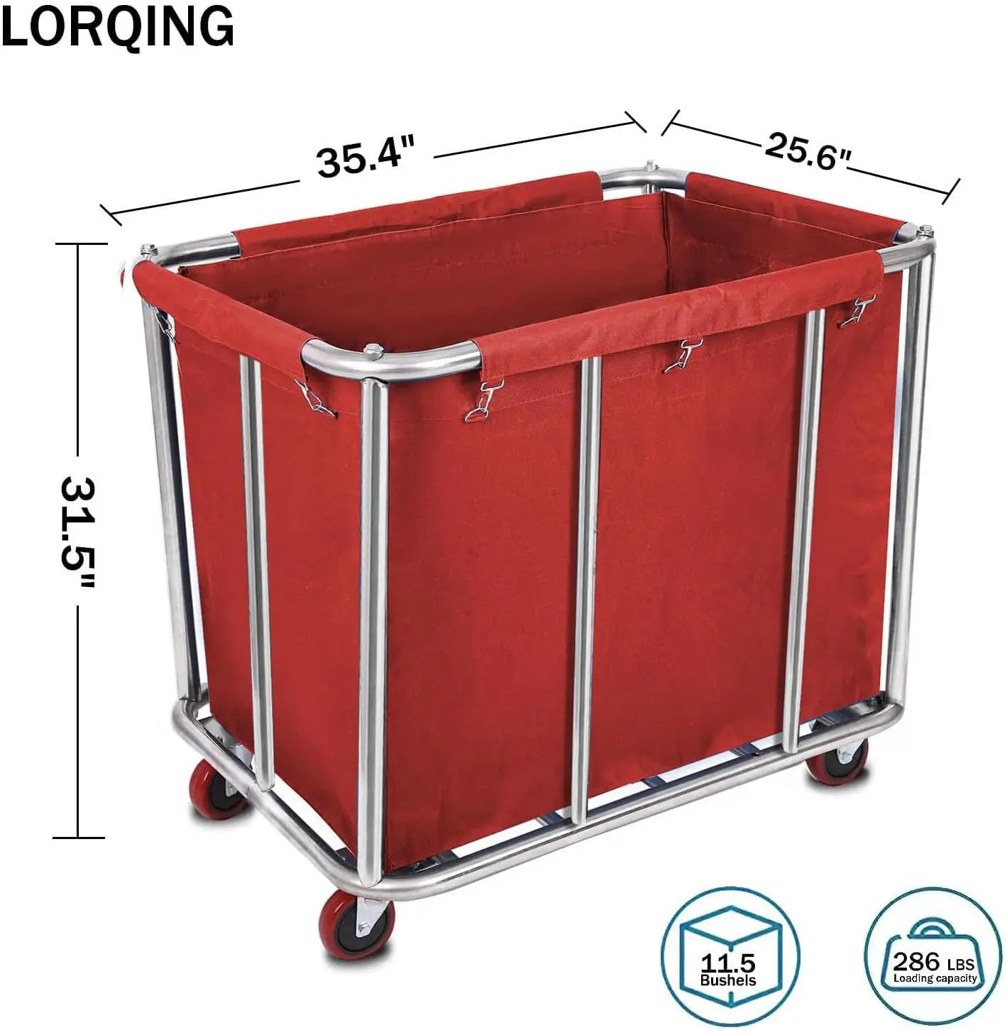 Laundry Cart for Commercial/Home,Heavy Duty Large Stainless Steel Rolling Laundry Basket with Wheels，for Hotel, School, Laundry,