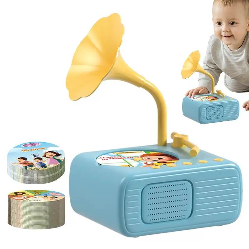 Kinder-Grammophon mit 96 Karten, Phonographen-Story-Musikplayer für Kinder, Spielzeug für Kleinkinder, frühkindliche Bildung, Geburtstagsgeschenk