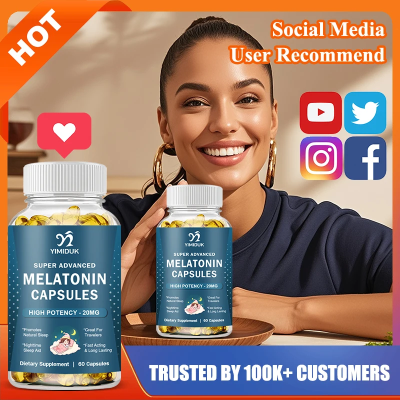 

Yimiduk Melatonin 20 Mg Capsules, Support Promote Relaxation & Restful Sleep Naturally, Melatonin Sleep Aid for Shift Workers