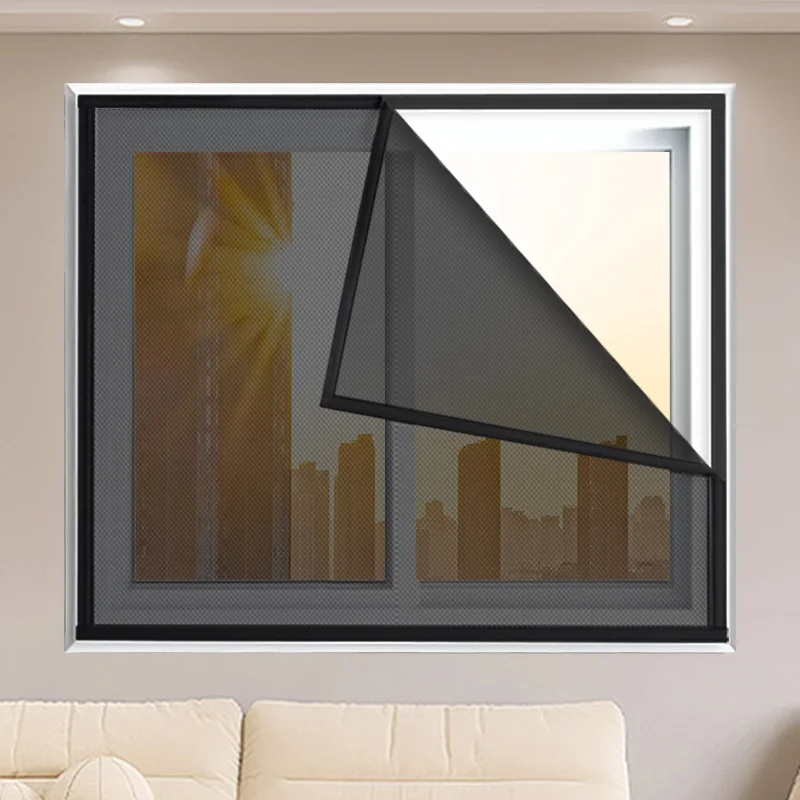 

Regular-sized mosquito net window screen, thin and invisible, Black polyester fiber, anti-mosquito and anti-insect mesh fabric..