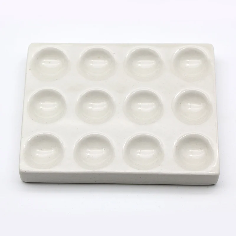 Laboratory Porcelain Glaze Mixing Watering Moisturizing Wet Tray Plate 12 Pits Ceramic Palette