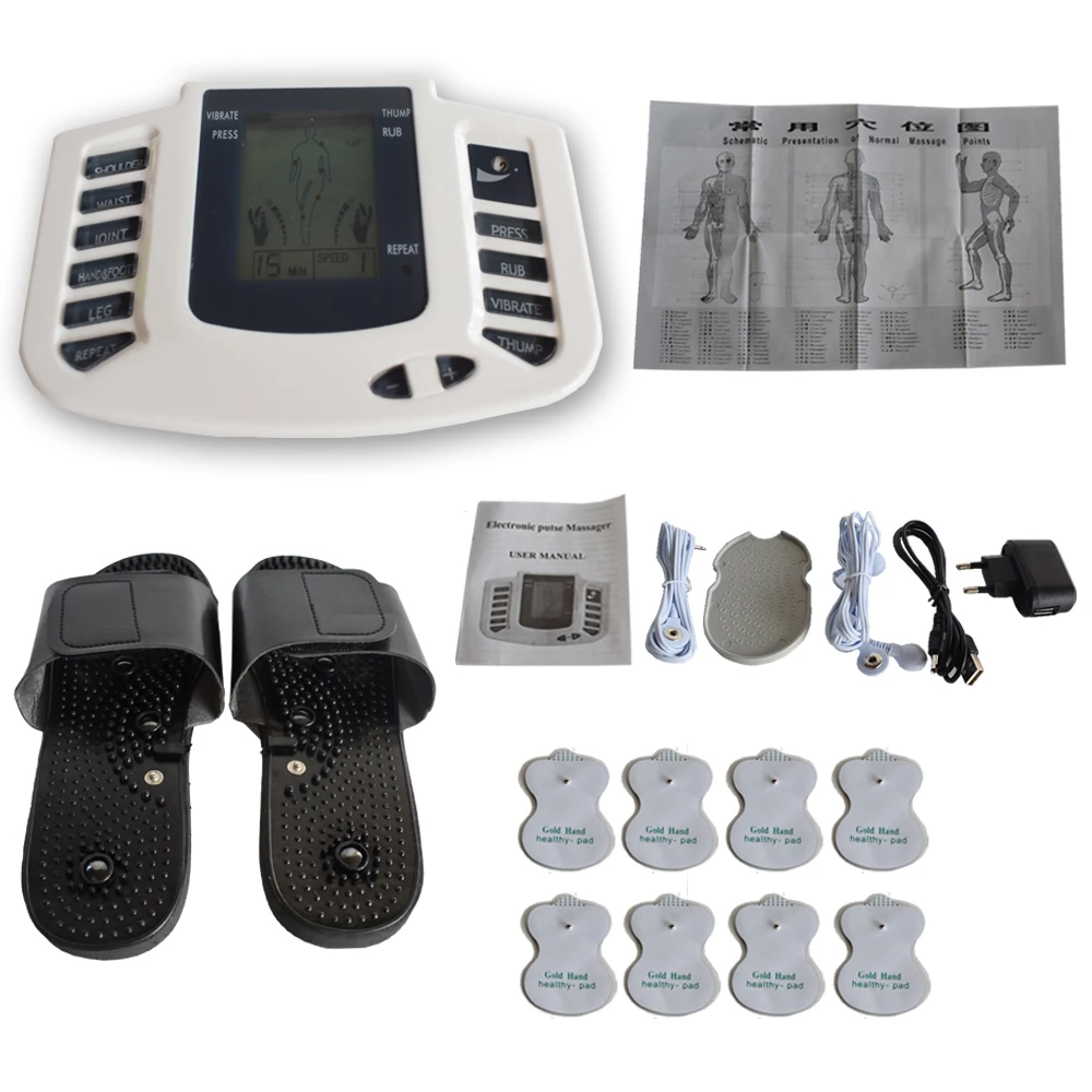 

Multifunctional massage Stimulator Body Relax Muscle Massager Pulse Tens Acupuncture Therapy Slipper+8 Pads+box