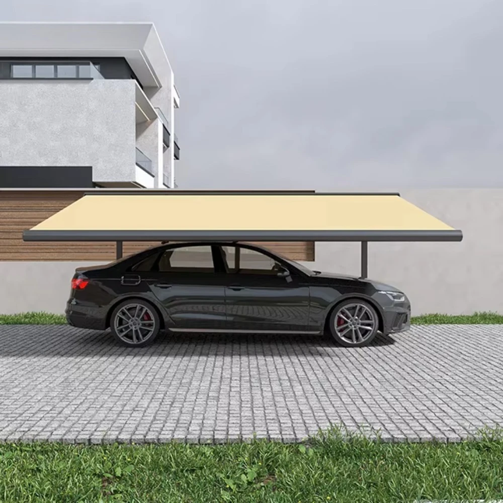 Wall Mounted Roof Aluminum Retractable Awning, Waterproof UV Protection Sun Shade Canopy Outdoor Patio Garden Balcony