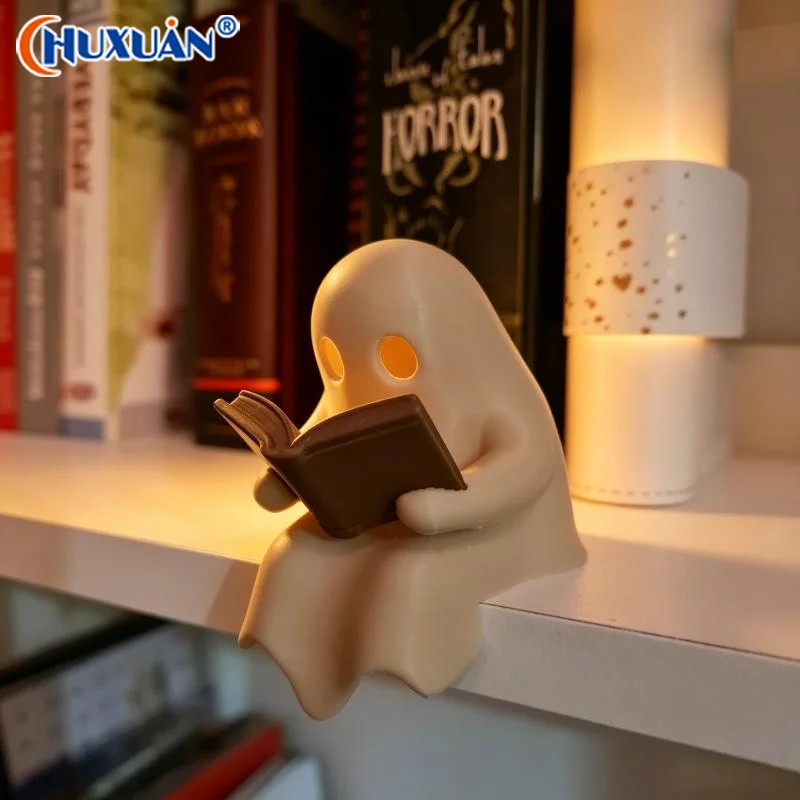 Q Halloween Party Decoration Favors Cute Ghost Reading Book Lamp Desktop Ornament For Bedroom Kids Gift