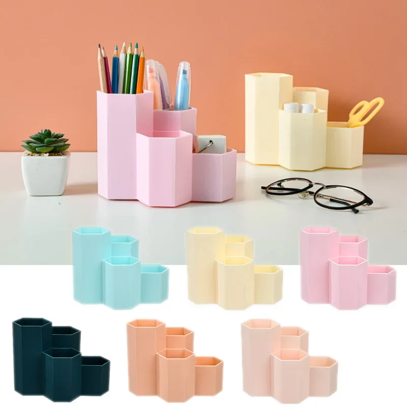 1pcs Desk Pen Holder Large Capacity Pencil Storage Box School Office Stationery Pens Storage Brush Stand Storage Box