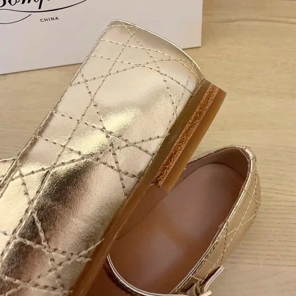 Children Gold Shoes for Girls Sheep Leather Flat Shoes Kids Luxury Shoes