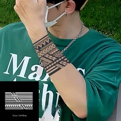 Anillo de tótem impermeable para hombres y mujeres, pegatina de tatuaje temporal de jugo de hierbas, arte semipermanente, tatuaje falso, calcomanía de pierna y brazo