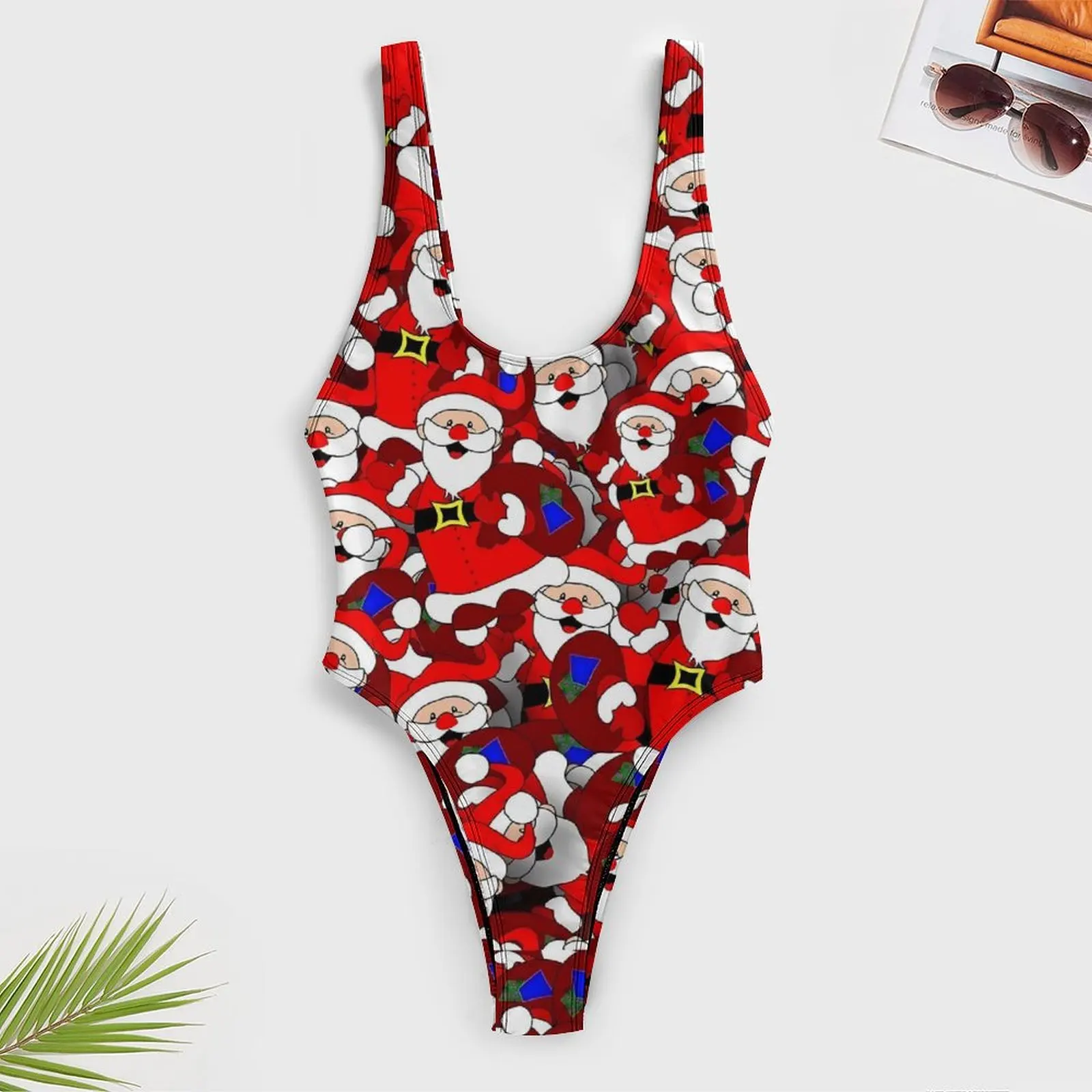 Christmas Swimsuit Santa Claus Push Up Swimwear One Piece Surfing Bathing Suits Swimsuits 2024 Women Sexy Bandage Beach Wear