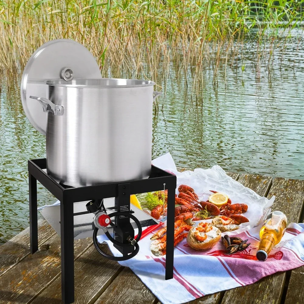 Seafood Boil Pot with Basket and Burner, Outdoor Aluminum Propane  Boilers