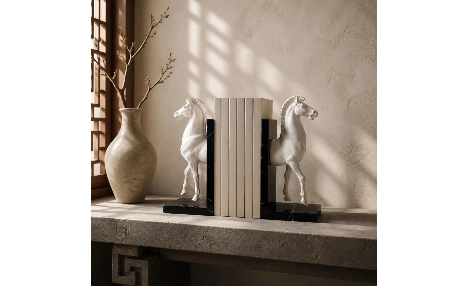 Horse Head Bookend Decorative Horse Head Bookends Creature Bookend Desktop Decoration Home Decor Rustic for Bookshelf, Desk