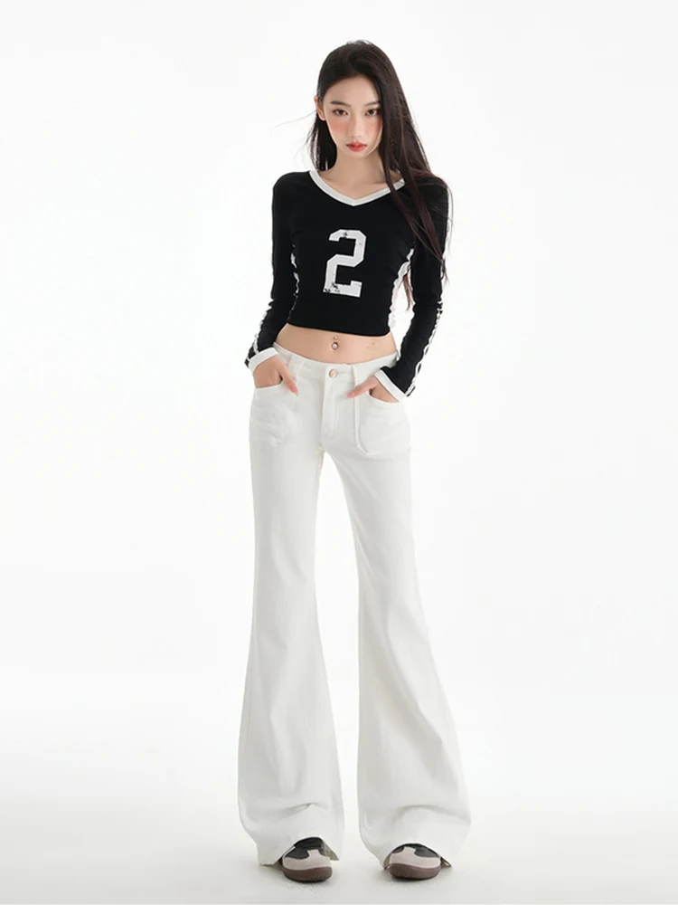 

American Style Sexy Low Waist Soft Denim Pants Women's Summer Low Elastic Slimming Not Legging Hoof Pants