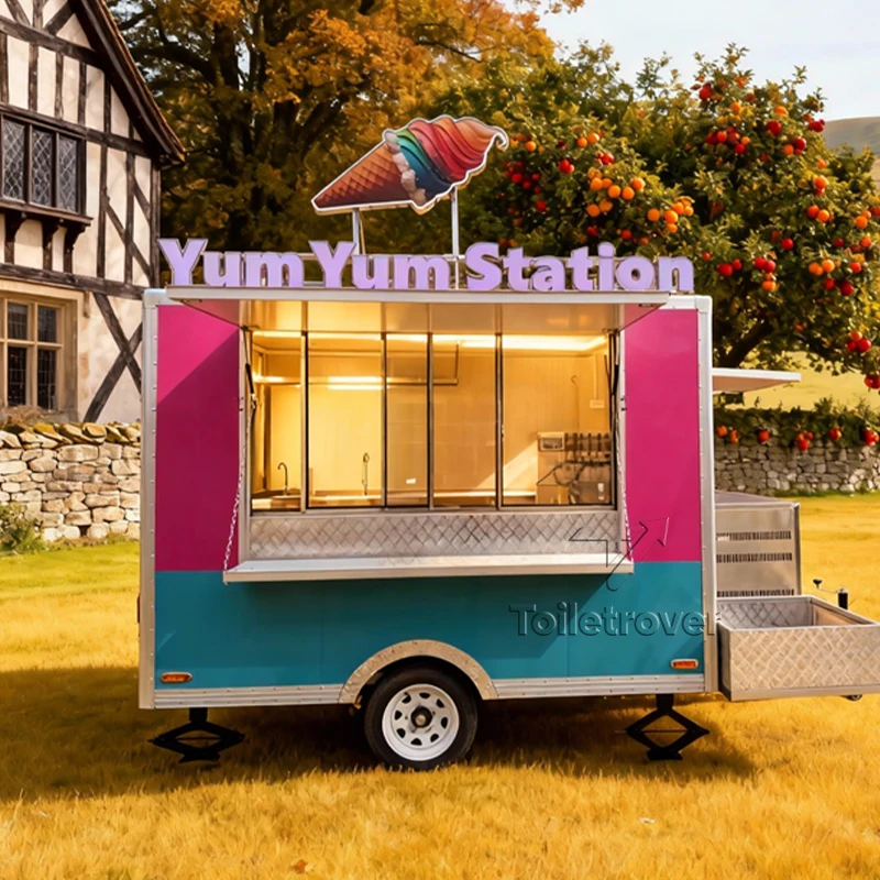 

New Factory Customized Ice Cream Cart Ape Coffee Shop Tuk Food Trailer BBQ Pizza Tuk Trucks Restaurant
