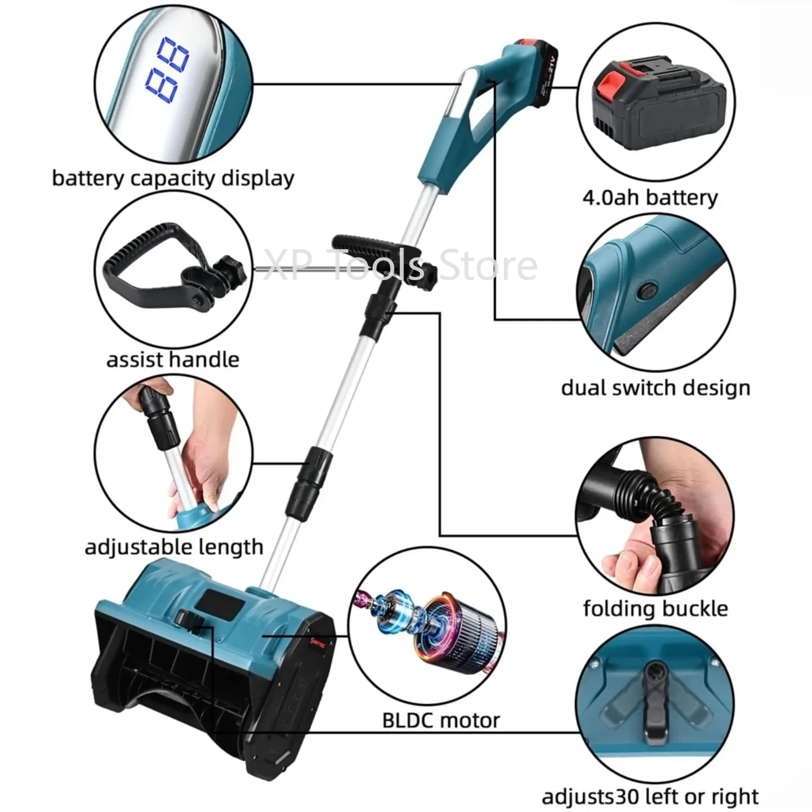 New Winter Brushless Electric Snowplow Lithium Electric Snow Sweeper Cordless Snow Shovel courtyard Street For Makita Battery