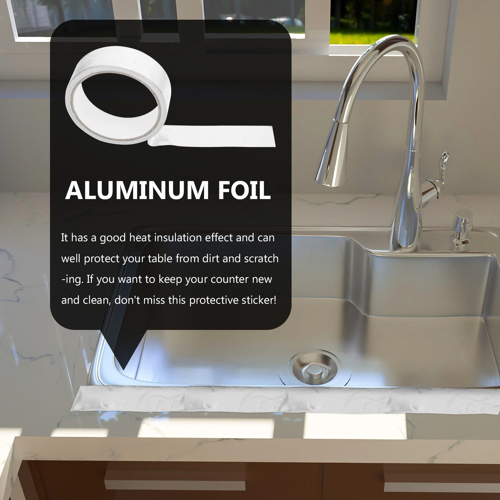 

1Roll Silver Waterproof Oil-Proof Countertop Adhesive Caulk Tape For Decorative Decal Reusable Cooking Bench