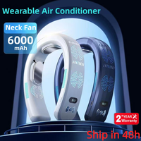 Portable Neck Fan Mini Air Conditioner Cooler Bladeless Fan 6000mAh USB Rechargeable Hanging Cooling Heating Wearable Fans