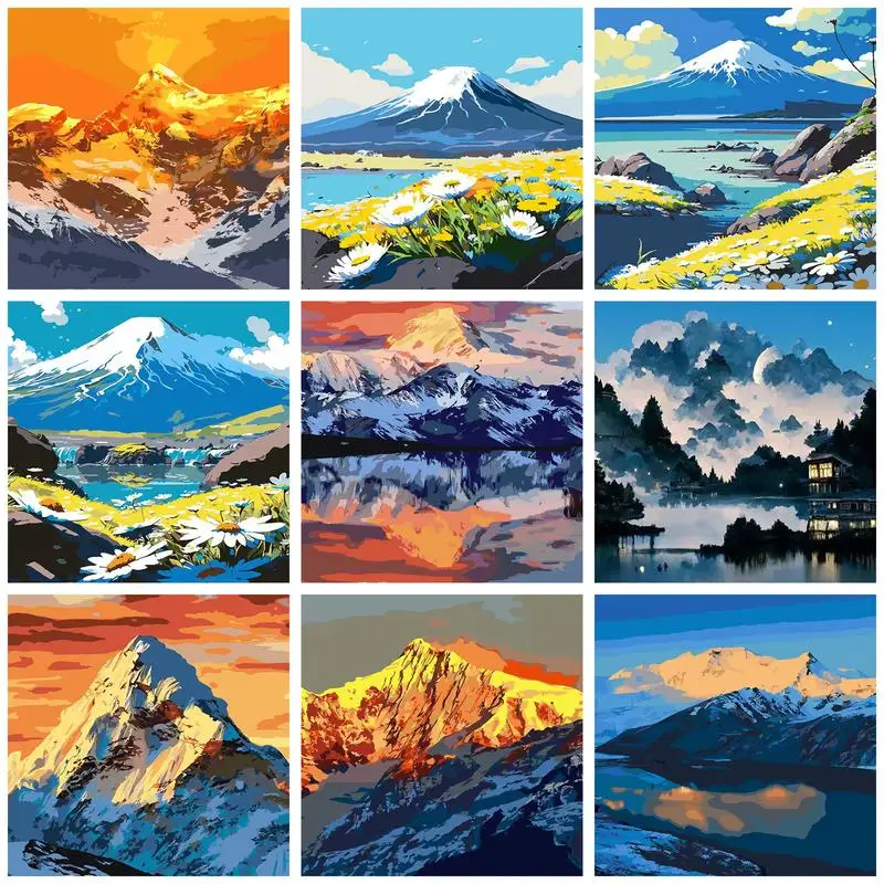 

CHENISTORY 40x50cm Painting By Numbers Handmade Snow Mountain Picture Drawing Paint Kit Adults Crafts Home Decors Landscape