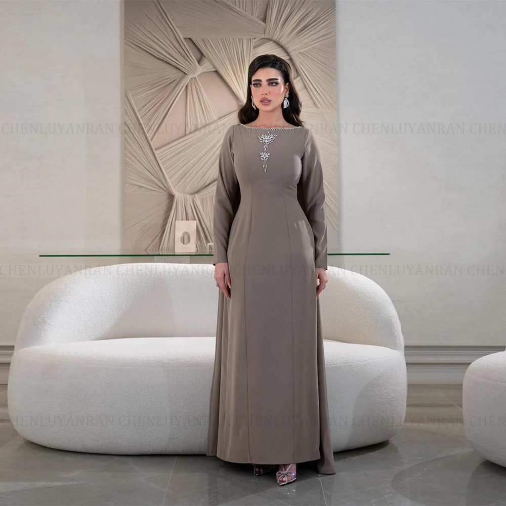 몰리사 우아한 공식 행사 드레스 2025 맞춤형 뉴저지 크리스탈 비딩 시스 플로어 기장 파티 프롬 이브닝 가운