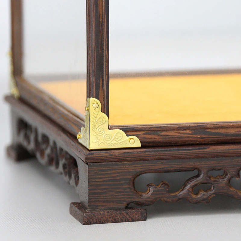 Transparent Dust Cover Decorative Shelves Square/Rectangle Wooden Display Stand with Glass Cover Home Display Storage Box