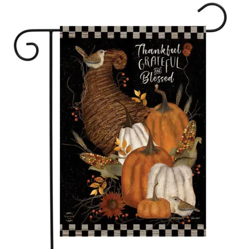 Thankful, Grateful, & Blessed Garden Flag Fall 12.5