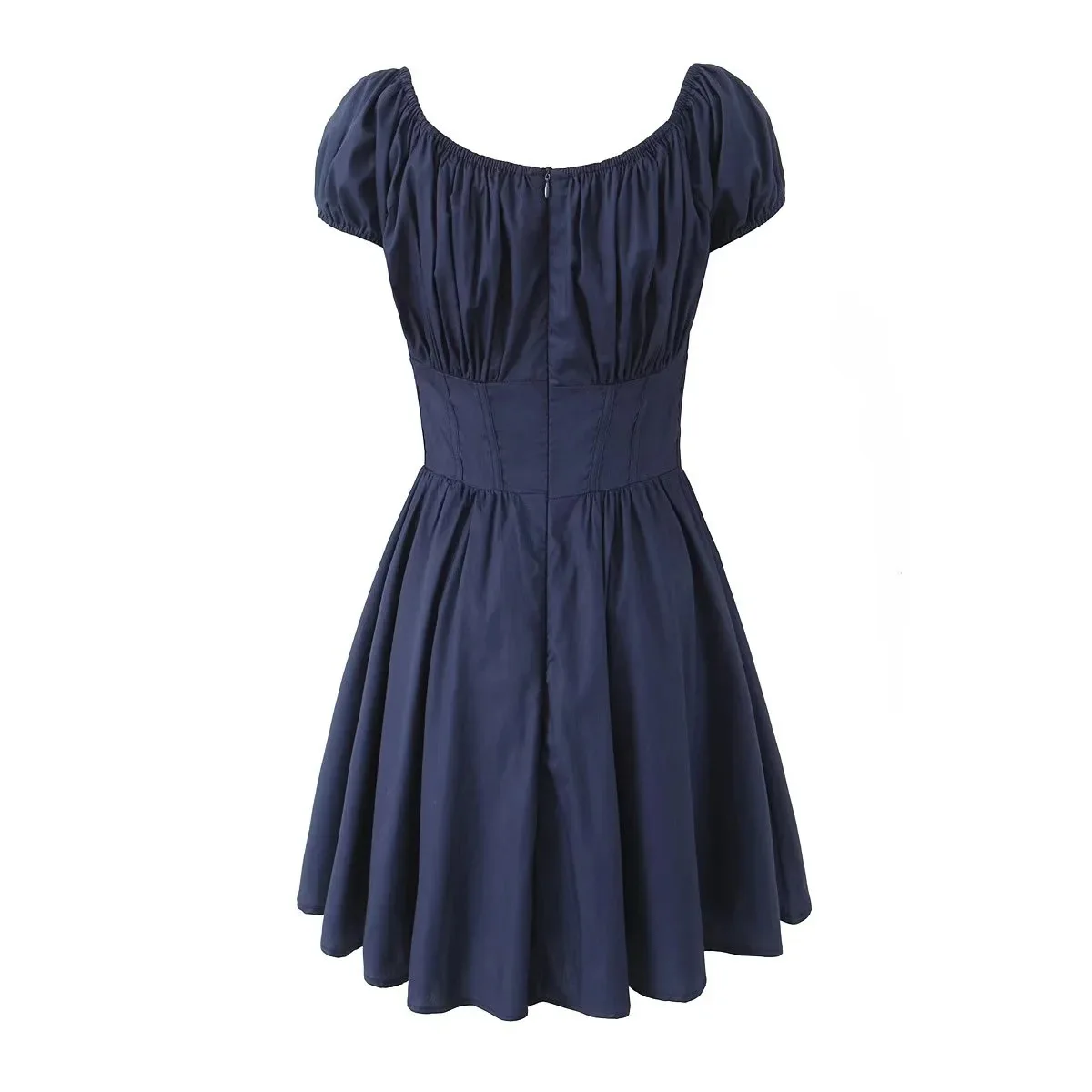 

Dave&di French Retro Bubble Sleeve Waist Cinching Slim Fit Dress New Short Style Generous Collar Dress Elegant Party Dresses
