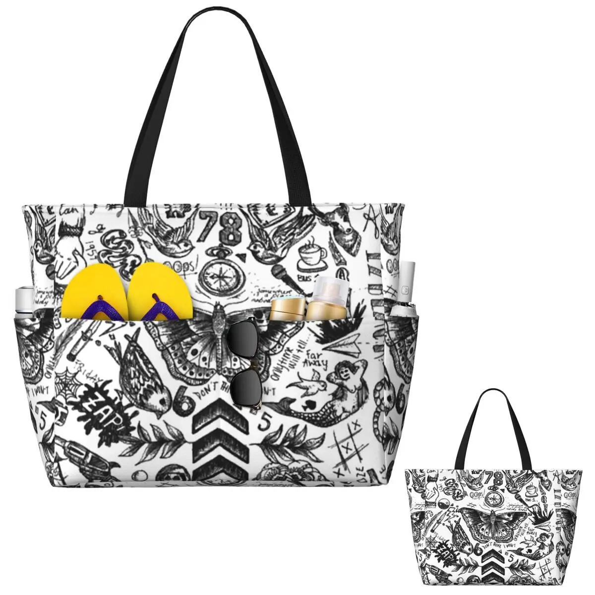 

One Direction - Пляжная большая сумка с татуировками Спортивная сумка для занятий йогой в тренажерном зале Большая большая сумка Женская дорожная сумка Сумка для фитнеса