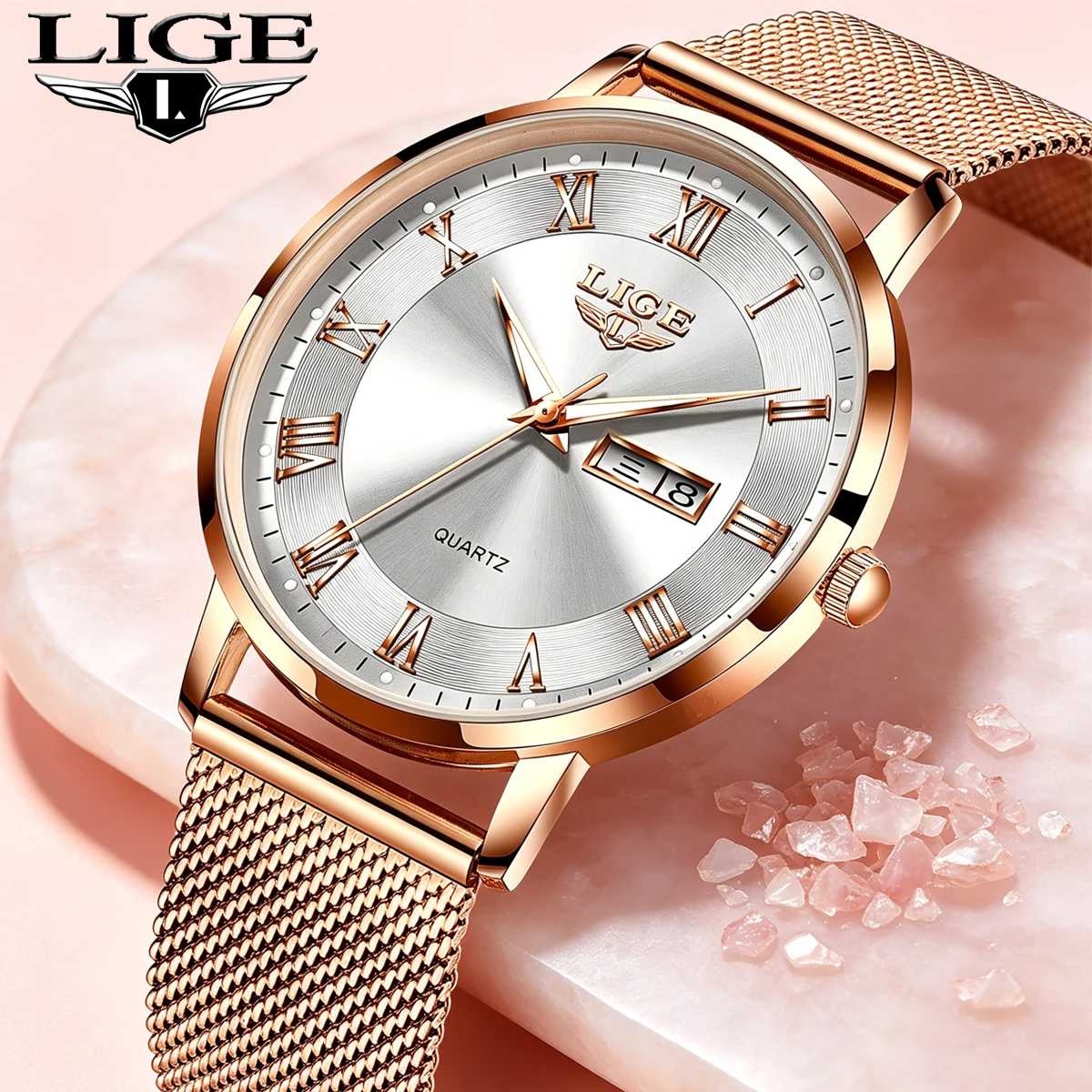 LIGE 2026 New Watch Women Luxury Watches Ladies Creative Steel Women's Bracelet Watches Female Waterproof Clock Relogio Feminino