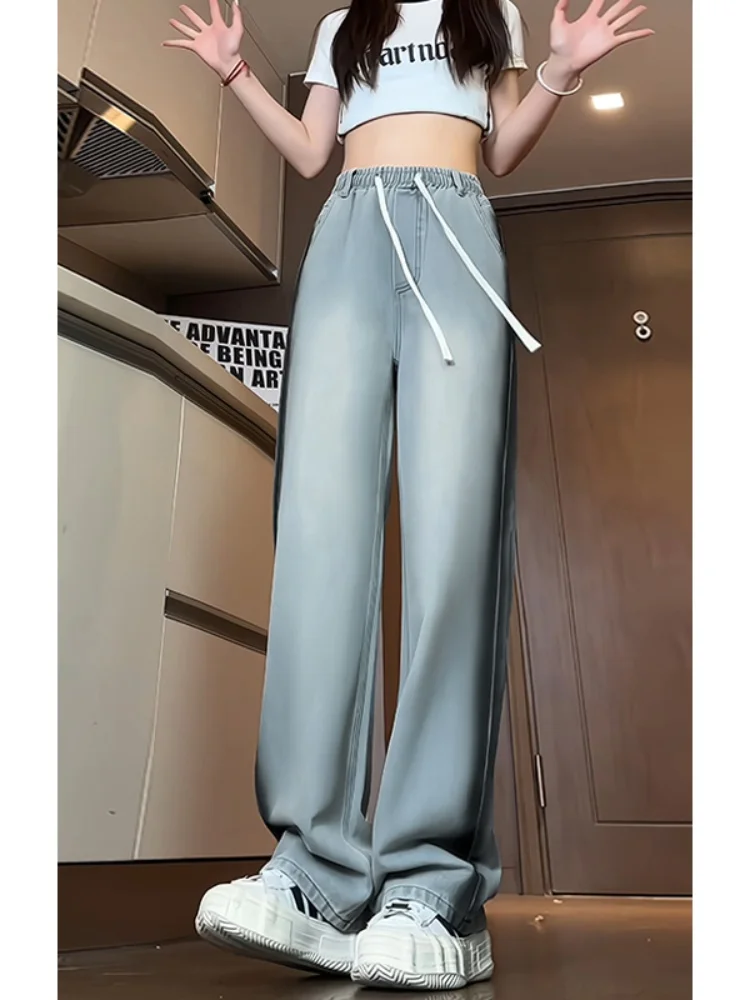 

Slimming Straight Leg Jeans Men's Summer Thin Loose High Street Dragging Pants American Cool Trendy Jeans Youth Wear Summer