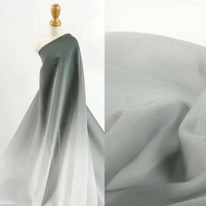 Gradient Semi-Transparent Fabric Soft Breathable High-Drape Chiffon Hanfu Dress Graduation Clothing Designer Fabric