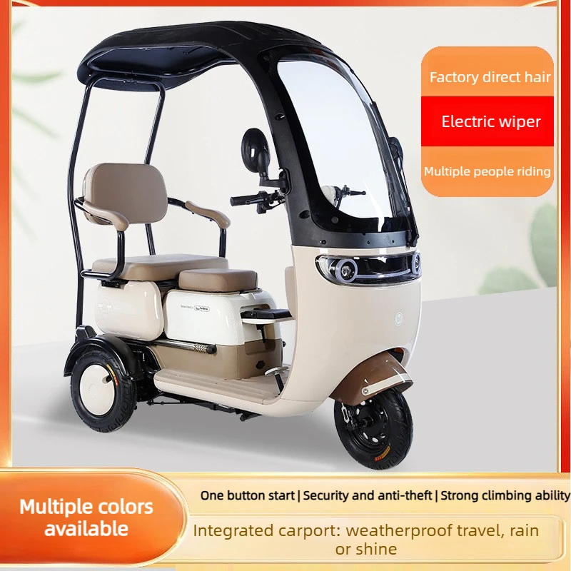 Electric Tricycle Small Three-seat Pick-up And Drop-off Children's Leisure Adult Urban Commuting And Grocery Shopping Scooter