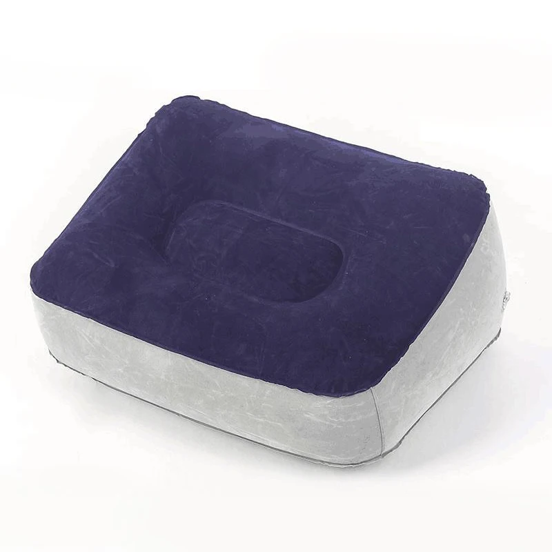 1pc Inflatable Foot Rest Pillow Soft Portable Leg Rest Flocking Pillow for Travel Flight, Home Desk, Car Use