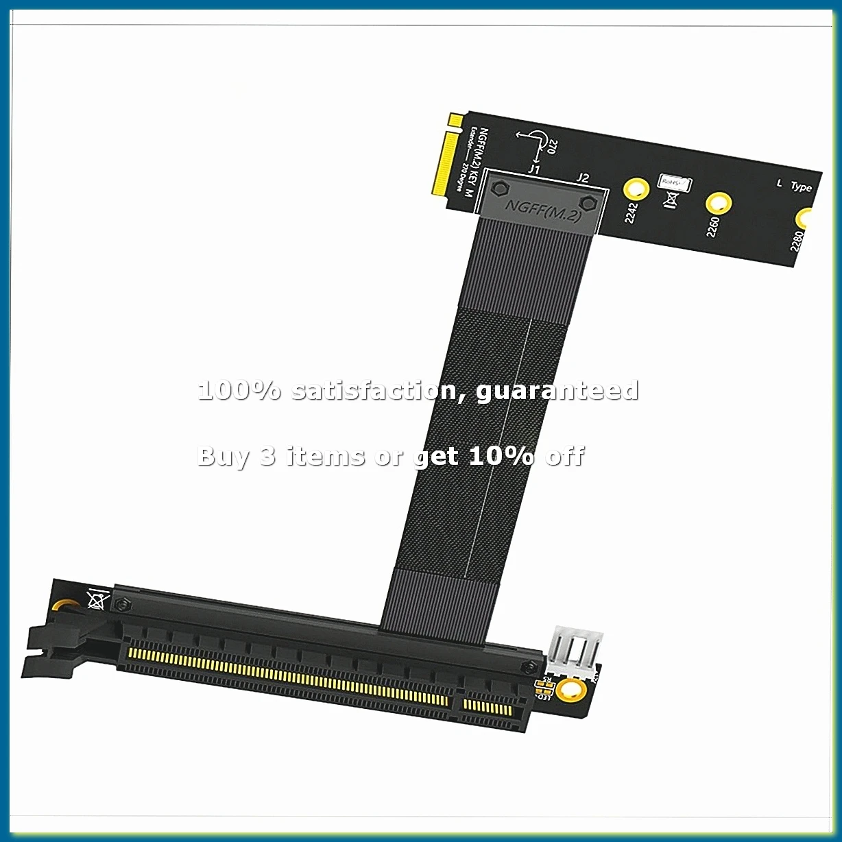 Câble Riser M.2 NVMe vers PCIe X16, Adaptateur de Carte Graphique, Câble d'Extension 90 Degrés PCI Express 3.0 16X vers M Key, A-DT30