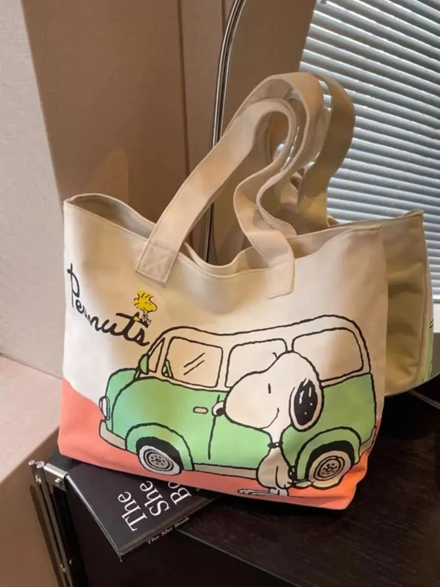 Snoopy Girl Neue niedliche Cartoon-Mode, vielseitig einsetzbar, lässig, für Reisen, leicht, große Kapazität, Aufbewahrung, tragbare Umhängetasche aus Segeltuch – Detail 9
