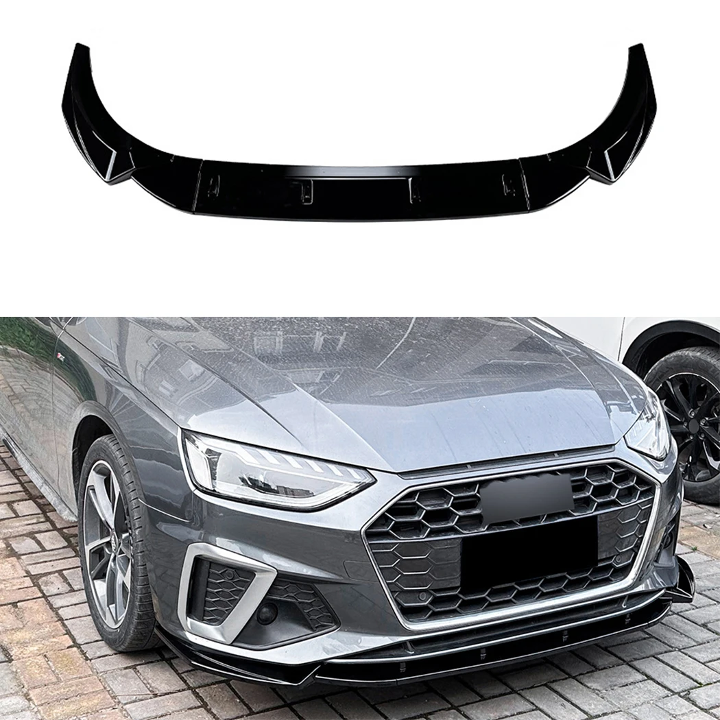 Front Bumper Lip Lower Chin For Audi A4 S4 B9.5 Sline 2020 2021 2022 2023 2024 ABS Trim Body Kit Spoiler Deflector Accessories