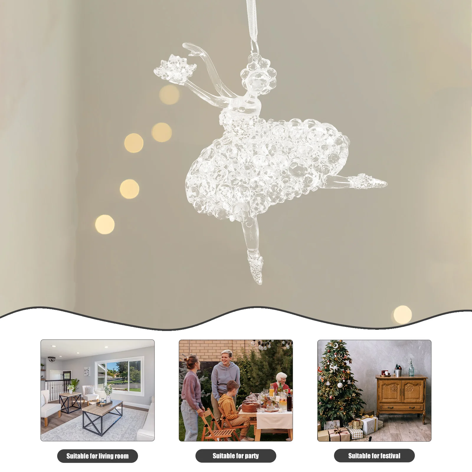 

Acrylic Transparent Dancing Hanging Ornament Easy-Clean Christmas Tree Pendant Indoor Outdoor Decoration