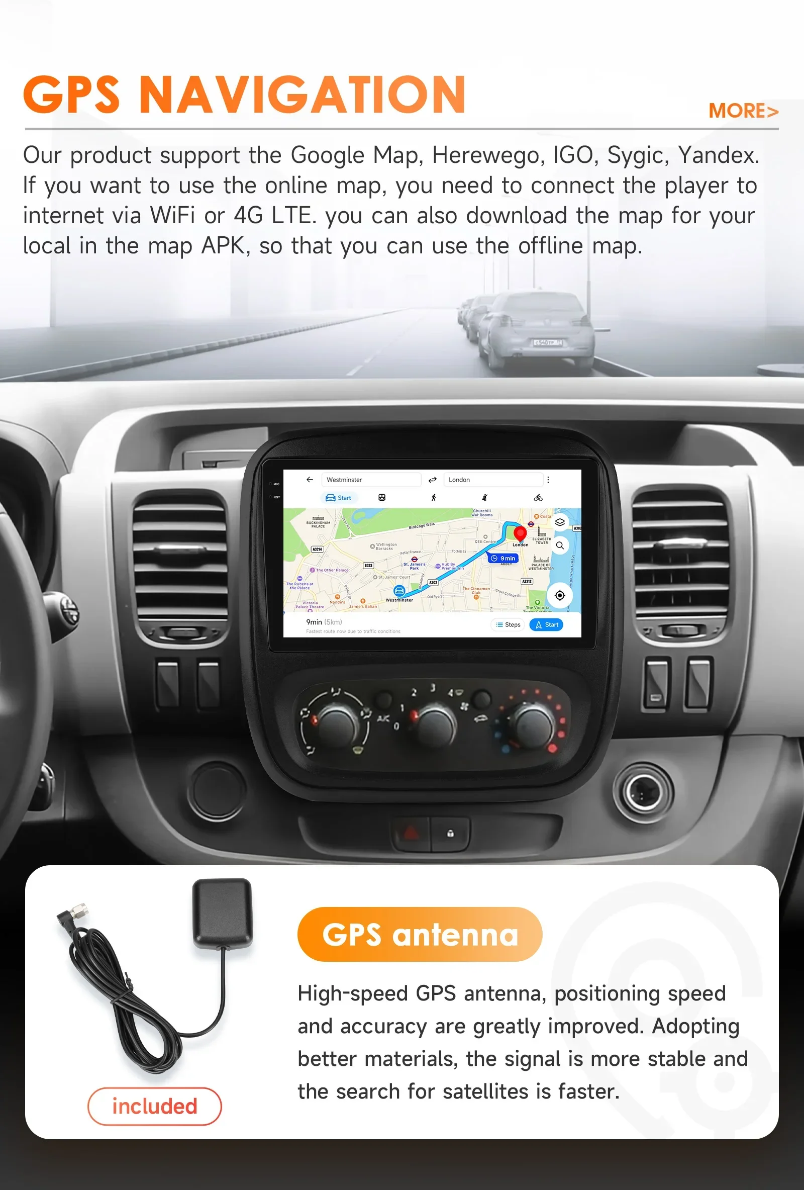 Hizpo Android Auto-Multimedia-Player für Renault Trafic 3 2014 Opel Vivaro B GPS Carplay AI Intelligenter Bildschirm Autoradio 360Cam 9 Zoll Auto-Intelligent-Bildschirm QLED-Display Automotive Head Unit Navigation 5G WIFI DSP Split ADAS USB DVR SWC FM AM RDS Kamera – Detail 34