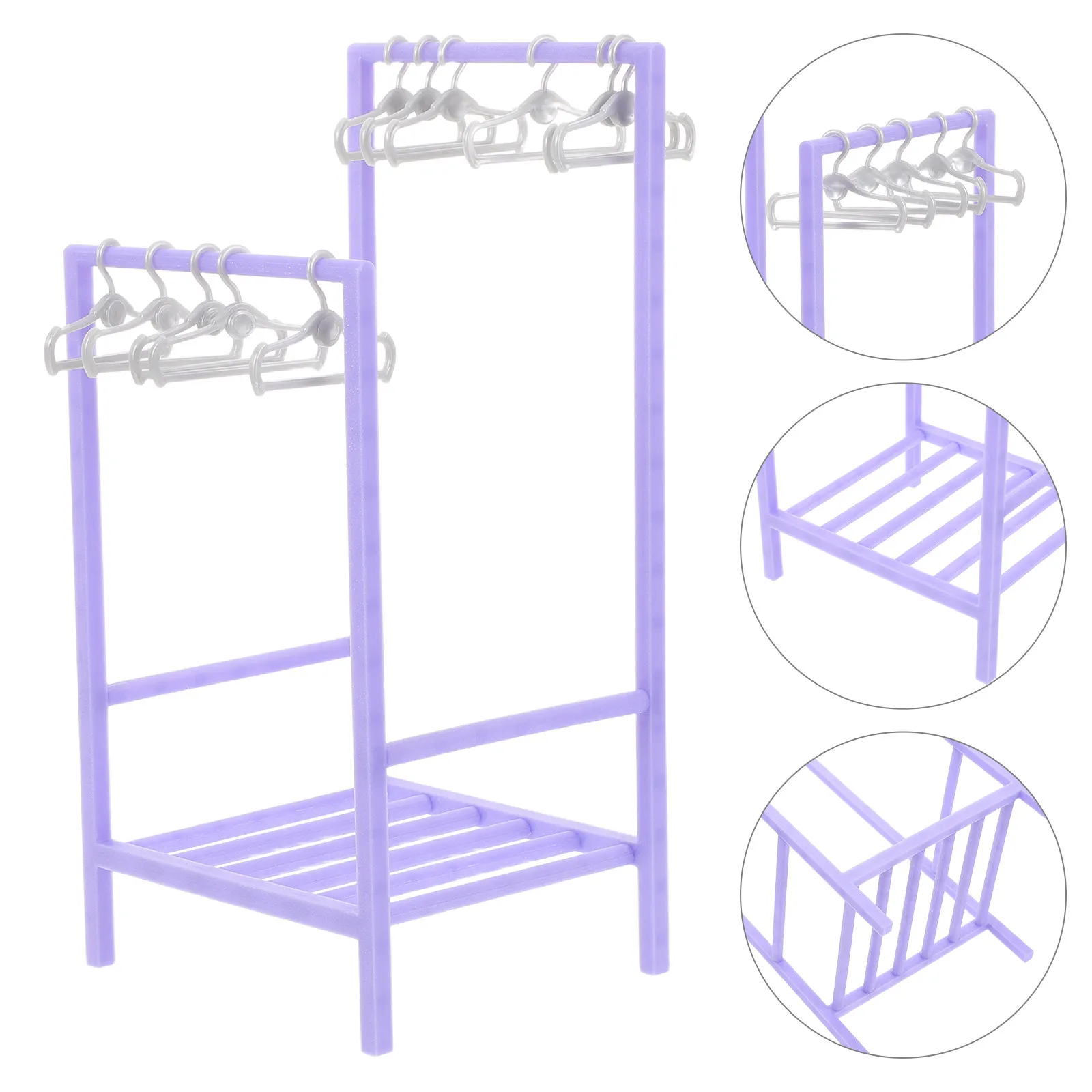 

Набор из 1 миниатюрной вешалки для одежды, фиолетовая, 30 см, реалистичная подвесная стойка, аксессуары для кукольного домика, мебель для прачечной, балкона